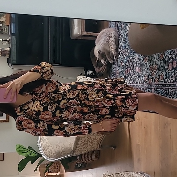 Floral retro button shirt dress - Picture 1 of 4